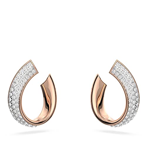 Swarovski Anneaux d'oreilles Exist, paire de boucles d'oreilles, petite taille, métal de ton or rosé, blanc