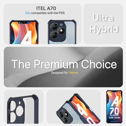 Image of Pikkme Crystal Clear Transparent Back Cover | Ultra Hyrbid | Full Camera Protection | Raised Edge | Bumper Case for itel A70 (Blue)