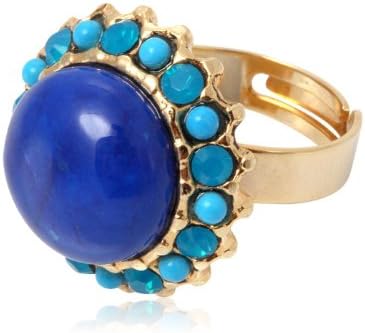 Adjustable Gold Plated Ring with Swarovski and Natural Stones
