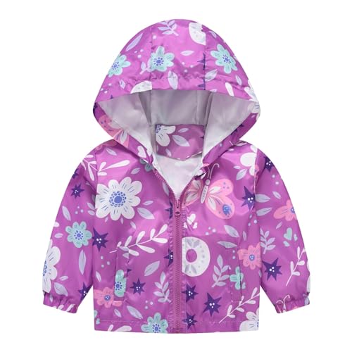 Baby Girls Cute Heart Graphic Jacket Zip Up Lightweight Toddler Boys Dinosaur Windbreaker Long Sleeve Waterproof