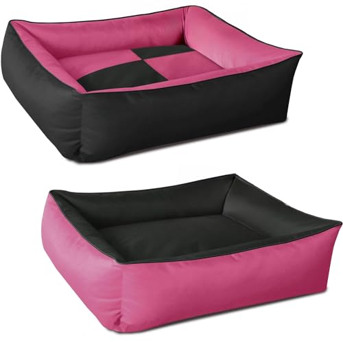BedDog® 2in1 Max Quattro Nero/Rosa XXL, 120x85 cm, Letto per Cane M Fino a XXXL, 9 Colori, Cuscino, Divano, Cestino per Cane