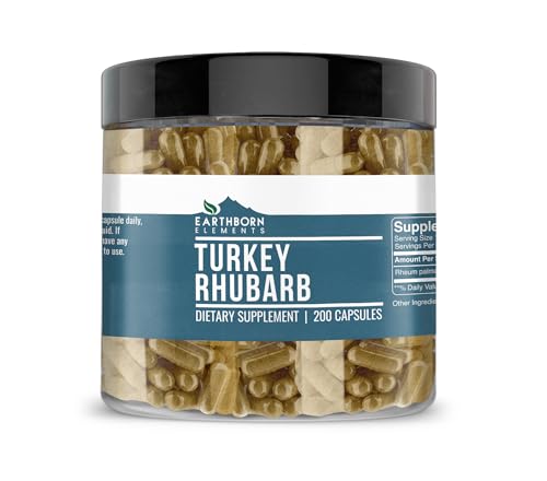 Earthborn Elements Turkey Rhubarb Extract 200 Capsules, Pure & Undiluted, No Additives