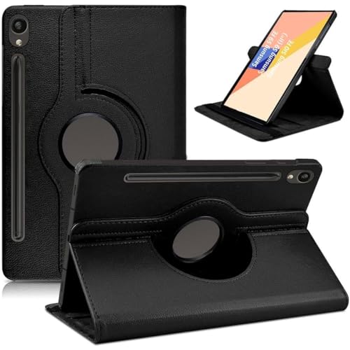 Printme Rotating Case for Samsung Galaxy Tab S10 Lite/ S10 FE/ S9 FE 5G 10.9 Inch | Tab S9 11 Inch with S Pen Holder, 360 Degree Swiveling Stand Cover Auto Sleep/Wake, Black