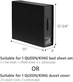 SUOCO SheetCube Bed Sheet Organizers and Storage 4 Pack, Foldable Linen Closet Organizer, Bedding Folder Storage Box Container for Blanket, Duvet Cover Set, Bed Sheet Set - Black
