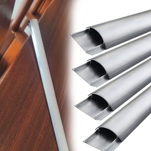 Cubre Cables Canaleta para conductos de Cables de aleación de Aluminio, Cubierta semicircular de 30 mm de Ancho Exterior, ocultador de Cables(4 PCS,L 150 CM H 8 MM)