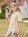 Girls Puff Short Sleeve Shirts Kids Casual Pleated Half Button Loose Blouse Summer Tops 5-14 Years Beige