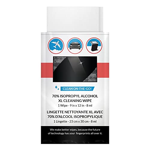 Toallitas de limpieza de alcohol isopropilico 70% para dispositivos y superficies extragrandes - Limpiador de visualizacion para