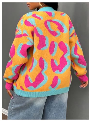 Women's Y2k Button Down Cardigan Sweaters Colorblock Crew Neck Long Sleeve Knit Outerwear2