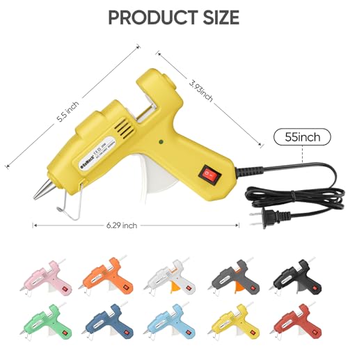 Image of ROMECH 20W Mini Hot Glue Gun with 30 Glue Sticks Set, Fast Preheating Hot Glue Gun Kit Heavy Duty Gluegun for Craft, DIY, Repairs (Yellow)