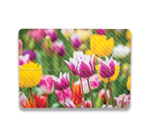 Image of MightySkins Carbon Fiber Skin Compatible with Microsoft Surface Laptop Studio 2 (2023) Full Wrap Kit - Field of Tulips | Protective, Durable Textured Carbon Fiber Finish | Made in The USA