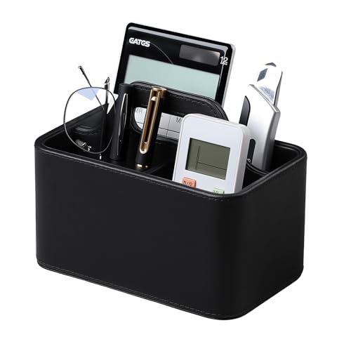 NICLNGSH Caddy Organizer with Handle, PU Leather Remote Control Holder