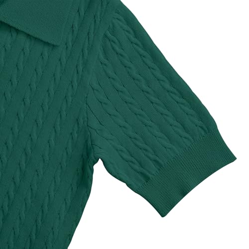 Image of Girls Short Sleeve Polo Shirt Summer Knit School Uniform Blouse V Neck Cable Pullover Sweater Tops 5-14 Years
