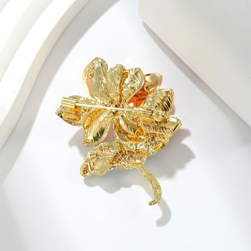 Image of Rhinestone Flower Brooch 18K Gold Plated Flower Floral Brooch Elegant Pearl Lapel Pin Costume Jewelry Thanksgiving Day Birthday Wedding Gifts for Mom Wife