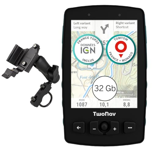 TwoNav Aventura 2 Plus Motor (32 Go) + Carte 5 Dalles de France IGN Top25, GPS navigateur on-Road et Off-Road avec &eacute;cran 3,7 Pouces pour Moto, Voiture, 4x4, Quad