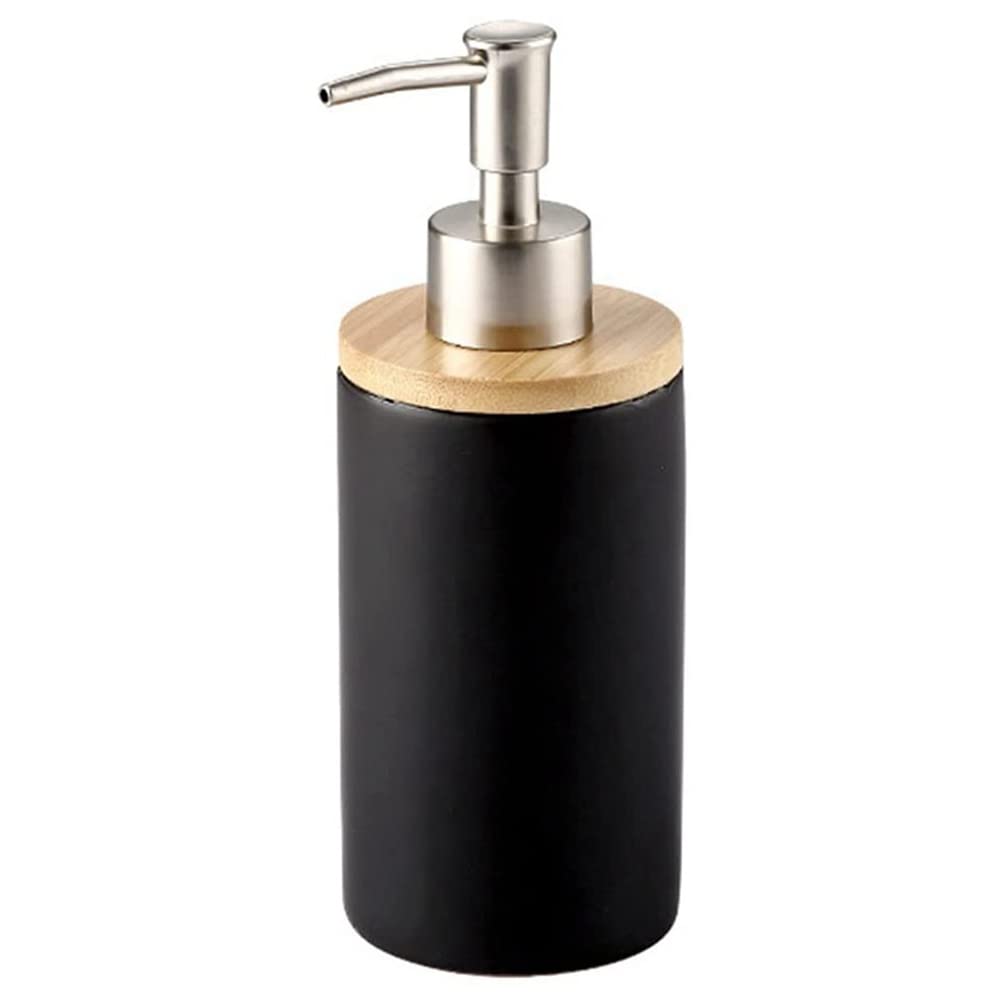 Tuidzljd 400Ml Ceramic Soap Dispenser, Nordic Style, Lotion Dispenser Soap Dispenser for Kitchen and Bathroom -Black
