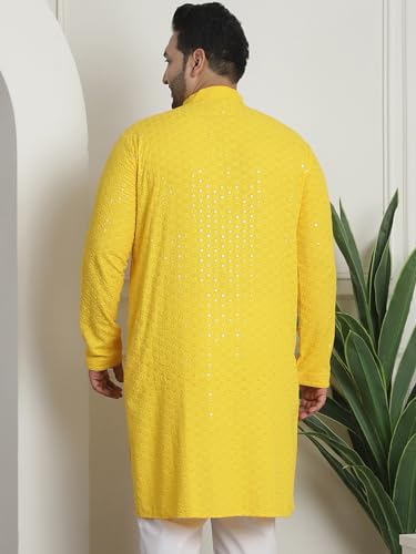 Image of SOJANYA Plus(Since 1958) Men's Cotton Relaxed Fit Straight Radiant Elegance Sequinned Kurta for Navratri, Garba & Puja