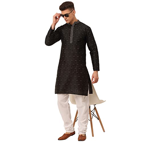 Image of Jompers Men's Silk Blend Floral Regular Kurta Pyjama Set