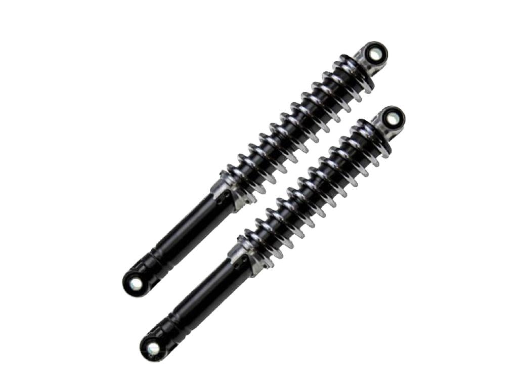 300mm Stoßdämpfer Federbeine Satz Schwarz Chrom passend für Mofa, Moped, Mokick – Einstellbar passend für Kreidler, Zündapp, Hercules, Puch, Simson uvm.