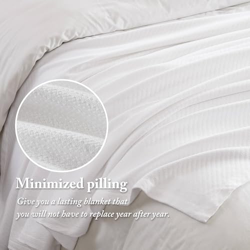 Image of Madison Park Liquid Cotton Luxury Blanket Premium Soft Cozy 100% Ring Spun Cotton For Bed , Couch or Sofa, Twin, White | Breathable Fabric for Bed or Couch, Diamond Pattern, Lightweight, OEKO-TEX Certified