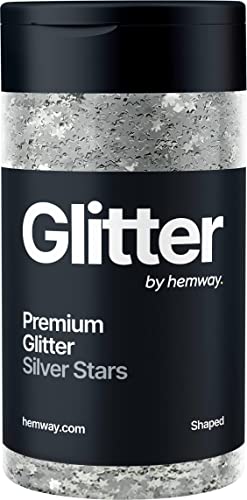 Hemway Étoiles D’Argent Paillettes Shaped 78g/2.8oz Poudre Résine Métallique Artisanat Paillettes Paillettes Paillettes Pour Gobelets Epoxy, Cheveux Visage Corps Oeil Nail Art Festival