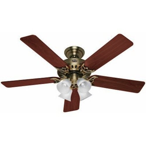 Hunter 20182 52 Inch Studio Series Ceiling Fan Antique Brass With Walnut/Medium Oak Blades #TOP18