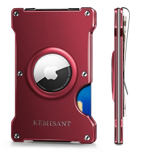 KEMISANT Men Airtag Wallet, Slim Wallet Front Pocket Money Clip for Gift Men Aluminum Card Holder RFID Blocking 15Cards