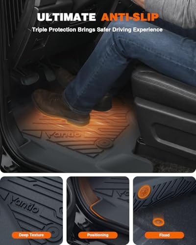 Image of Floor Mats for Ford F-150 2015-2026 | F150 Lightning 2022-2025 SuperCrew Carpet Floor All Weather Protector TPE Truck Liners- 1st Row, 2pcs Black