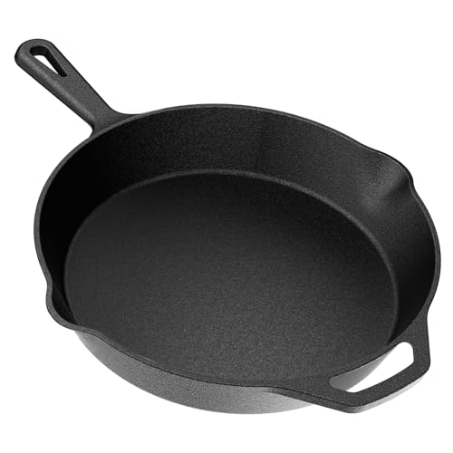 YASHE Sartén Plana de Hierro Fundido de 26 cm, Sartén Resistente para Sellar Bistecs, Asar Carnes, Ideal para Cocina Interior y Exterior