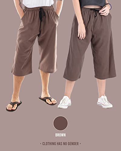 Mens Cotton Pilates Yoga Beach Lounge Sleep Pajama Capri Pants2