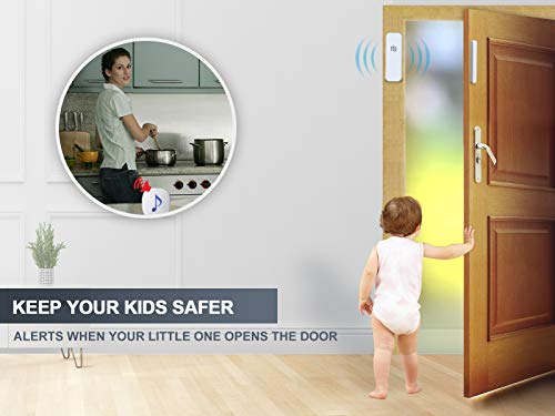 HTZSAFE-Wireless-DoorWindow-Magnetic-Sensor-Alarm-600-Feet-Long-Wireless-Transmission-Range-35-Classic-Melodies-Optional4-Volume-Levels-LED-Flash-HomeBusiness-DIY-Burglar-Alert-Security-System