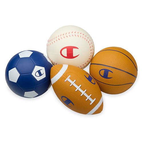 Champion All-Weather Mini Sports Balls (Pack of 4, Red/White/Blue), Rubber