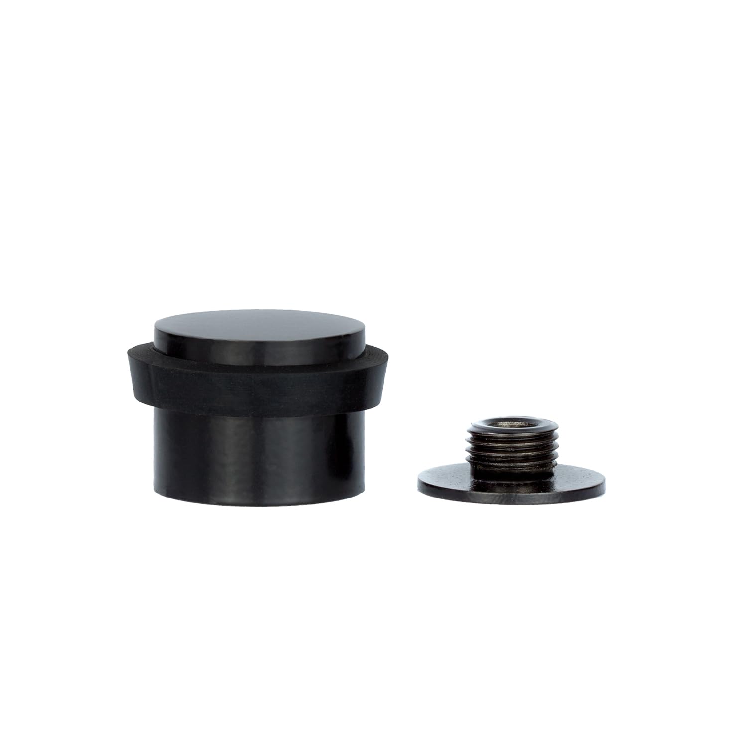 Evi Herrajes Black Lacquer - Black Rubber | Black Door Stop | Ø24x20mm | Solid Stainless Steel Painted | Threaded Base | Includes Screw | I-199/24-Cbng