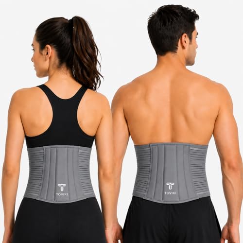 Image of TOVIKI Lumbar Support Belt for Back Pain Relief - LS Belt for Lower Back | Lumbo Sacral Belt for Men & Women | Adjustable Waist Back Support Belt | Lumbosacral Back Belt | Universal Size (Grey)