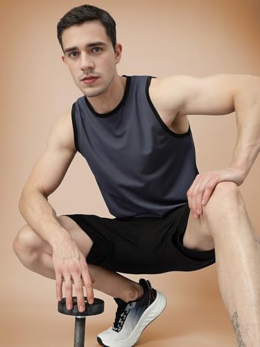 Image of CHKOKKO Men Polyester Solid Gym Regular Fit Tank Tops Sleeveless Sports Vest