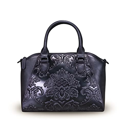 Bolso de cuero genuino vintage para mujer con asa superior miniatura 3