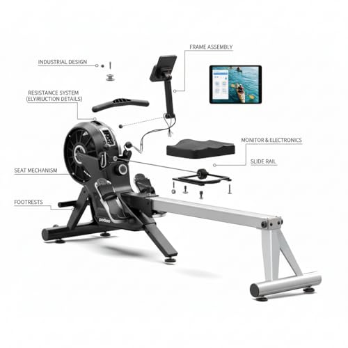 Air Rowing Machine for Home, 10-Level Adjustable Wind Resistance Professional Indoor Rowers, Foldable Commercial Row Machines with LCD Display and Wheels, Comfortable Seat, Easy Storage - Image 6