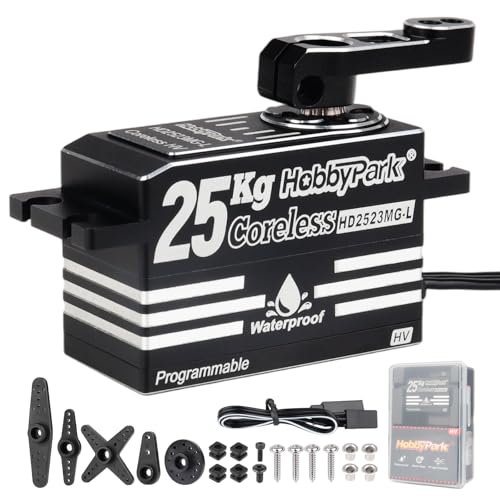 HobbyPark Low Profile Servo 0.05sec Fast High Speed Steering Servo Coreless 25kg fit 1/8 1/10 RC Touring Cars Race Drift for Tamiya XRAY Yokomo Team...