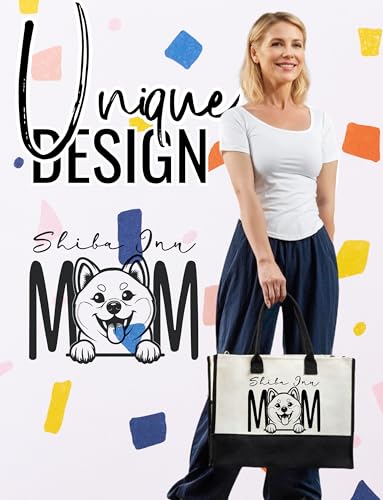 Bolso tote de lona con diseño de Shiba Inu de InnoBeta, con cremallera superior y correa para hombro, ideal para cumpleaños, Día de la Madre y Navidad miniatura 4