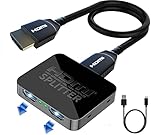 HDMI Splitter 1 in 2 Out [with 3.2ft HDMI Cable] – 4K Hdmi Splitter for Dual Monitors – 2 Way Hdmi Adapter Support 4K@30Hz 3D 1080P for Fire Stick, PS4, Xbox, Sky Q Box, Blu-ray DVD