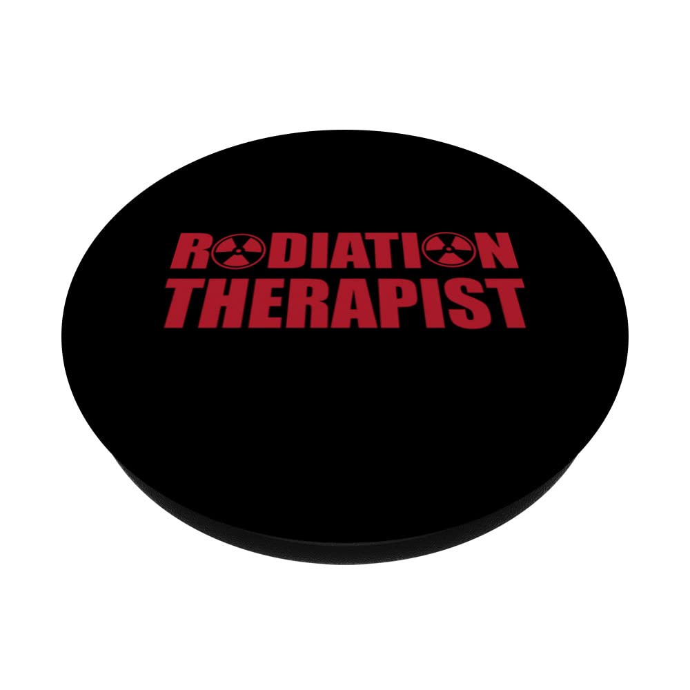 Cool Radiation Therapist Trefoil Medical Oncology Team PopSockets Swappable PopGrip, Black - Image 2