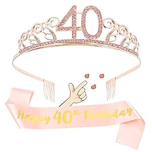 40e verjaardag sjerp en kroon tiara set, 40 verjaardag Tiara strass kroon hoofdband voor vrouwen, gepersonaliseerde…