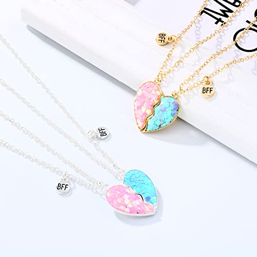 DOYYCA Best Friend Necklace for 2 Girls Magnetic Matching Friendship Necklace Half Heart Pendant BFF Necklaces for Sister2