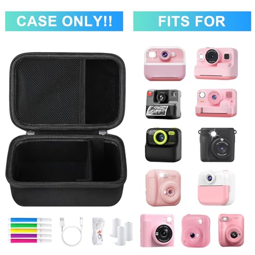Image of BOVKE Kids Instant Print Camera Case Compatible with Dylanto /ESOXOFFORE /DUDUDRAGON /Cimizi /Gofunly /YEEHAO /SOOGOOEY, Portable Storage Bag Holder Organizer for Photo Paper & Accessories, Black