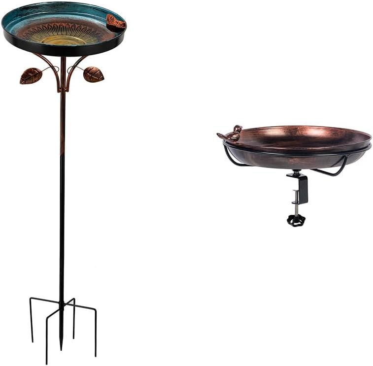 DREAMSOUL 38 Inch Bird Bath + Deck Mounted Bird Bath