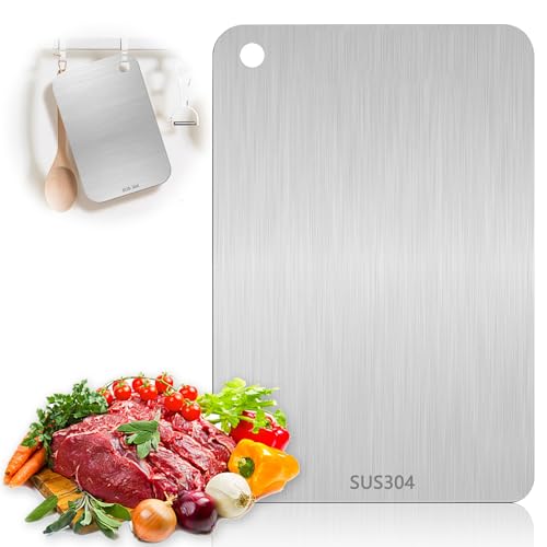 Planche a Decouper Inox Planche a Decouper En Titane Planche Titane Cuisine Decouper Double Face De Qualité Alimentaire Planche à Découper En Acier...