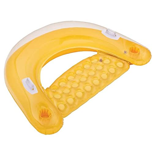 Intex 58859EP Sit 'N Float Inflatable Colorful Floating Tube Loungers with Backrest and Cup Holders for Pool, Lake, and Rivers, 4 Pack (Colors Vary)