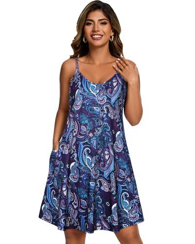 Image of JOELLYUS Womens Spaghetti Strap Dress Summer Dresses Beach Cover Ups Casual Sundresses with Pockets 2026