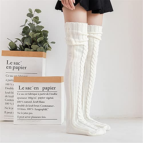 Image of YELAIVP Women's Cable Knitted Thigh High Boot Socks Extra Long Winter Stockings Over Knee Leg Warmers
