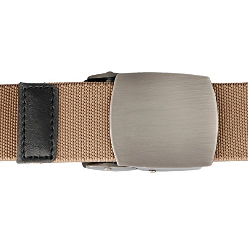 Sportmusies Elastic Belts for Men, Military Style Stretch Webbing Tactical Duty Belt (Khaki,Auto Metal Buckle)3