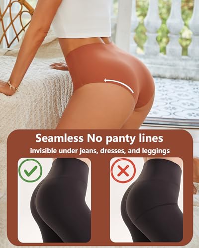 UNDER THE SEA Seamless Underwear for Women High Waisted V-shaped Back Briefs Soft No Show Womens Panties 4 Pack S-XXL2